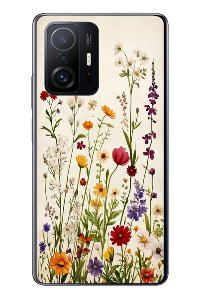 Le Balvo Xiaomi Mi 11 T-11 T Pro Uyumlu Zarif Çiçekler Baskılı Silikon Kılıf