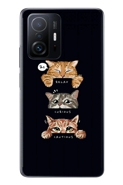 Le Balvo Xiaomi Mi 11 T-11 T Pro Uyumlu Kedi Halleri Baskılı Silikon Kılıf