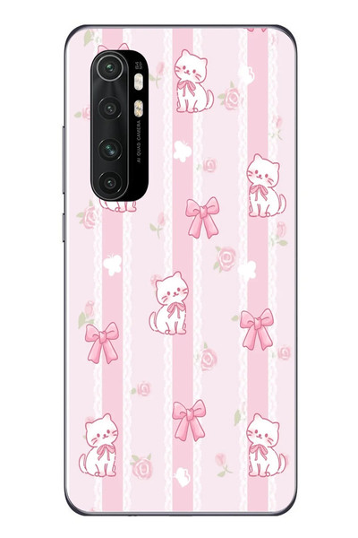 Le Balvo Xiaomi Mi 10 Lite Uyumlu Kurdeleli Kediler Baskılı Silikon Kılıf