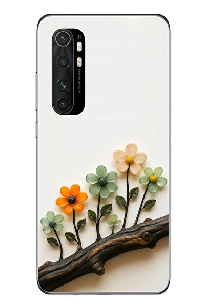 Le Balvo Xiaomi Mi 10 Lite Uyumlu Dalda Açan Çiçekler Baskılı Silikon Kılıf