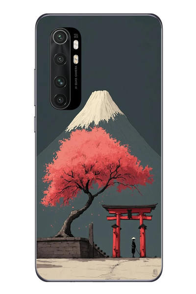 Le Balvo Xiaomi Mi 10 Lite Uyumlu Fuji Dağı Baskılı Silikon Kılıf