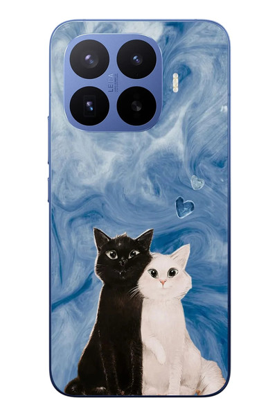 Le Balvo Xiaomi 17T Pro Uyumlu Siyah ve Beyaz Kedi Baskılı Silikon Kılıf