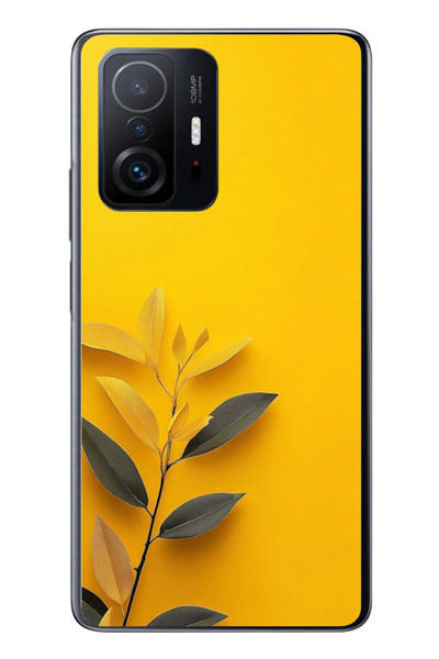 Le Balvo Xiaomi Mi 11 T-11 T Pro Uyumlu Sarı Siyah Çiçekler Baskılı Silikon Kılıf