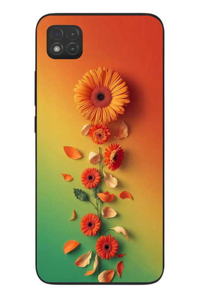 Le Balvo Redmi 9C Uyumlu Ayçiçeği Bükleleri Baskılı Silikon Kılıf