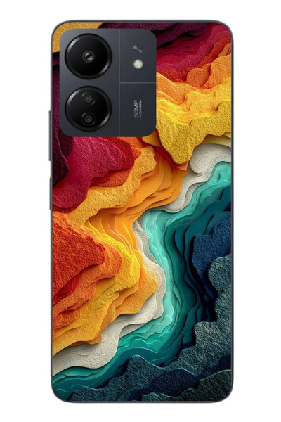 Le Balvo Redmi 13C Uyumlu Renk Dalgaları Baskılı Silikon Kılıf
