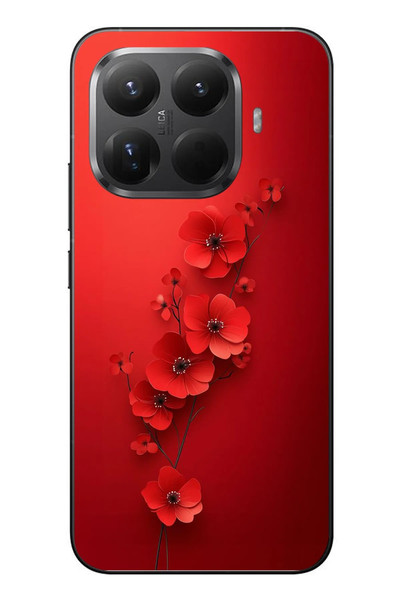 Le Balvo Xiaomi Mi 15T Pro Uyumlu Kırmızı Kardelenler Baskılı Silikon Kılıf