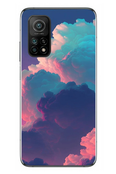 Le Balvo Xiaomi Mi 10 T Uyumlu Renkli Doğal Bulutlar Baskılı Silikon Kılıf