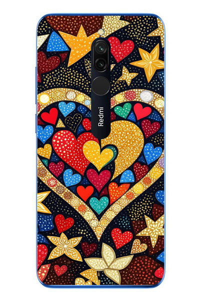 Le Balvo Redmi 8 Uyumlu Kalplerimiz Baskılı Silikon Kılıf