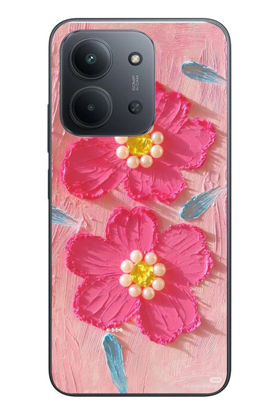 Le Balvo Redmi 15C Uyumlu İnci Çiçekler Baskılı Silikon Kılıf