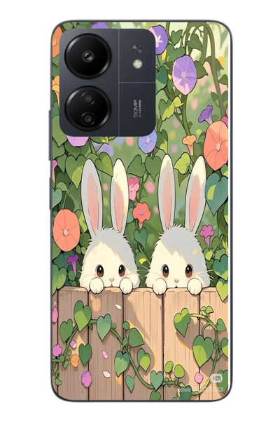 Le Balvo Redmi 13C Uyumlu Tavşan Kardeşler Baskılı Silikon Kılıf