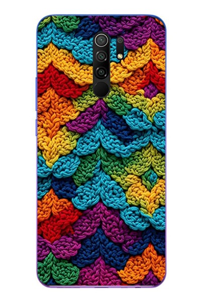 Le Balvo Redmi 9 Uyumlu Renkli Örgüler Baskılı Silikon Kılıf