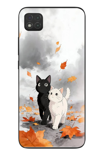 Le Balvo Redmi 9C Uyumlu Sonbahar Kedileri Baskılı Silikon Kılıf