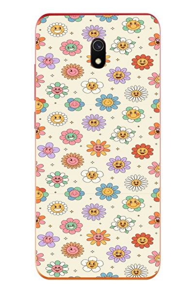 Le Balvo Redmi 8A Uyumlu Gülen Çiçekler Baskılı Silikon Kılıf