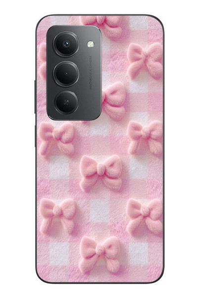 Le Balvo Redmi 15 Uyumlu Pembe Kurdeleler Baskılı Silikon Kılıf
