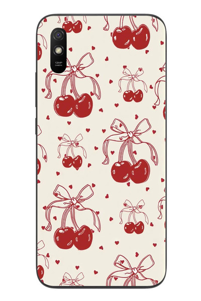 Le Balvo Redmi 9A Uyumlu Kiraz Bukleleri Baskılı Silikon Kılıf