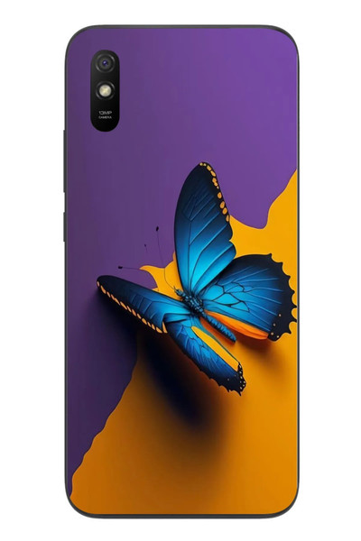 Le Balvo Redmi 9A Uyumlu Mavi Kelebek Baskılı Silikon Kılıf