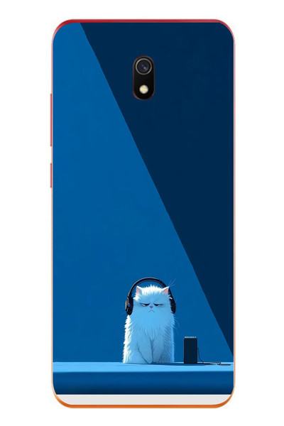 Le Balvo Redmi 8A Uyumlu Kulaklı Kedi Baskılı Silikon Kılıf