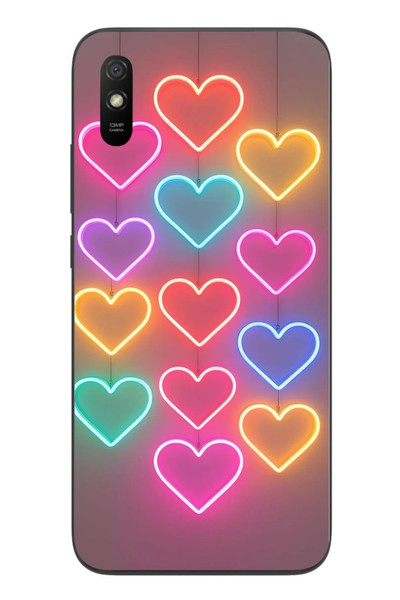 Le Balvo Redmi 9A Uyumlu Neon Kalpler Baskılı Silikon Kılıf