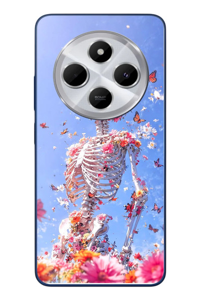 Le Balvo Redmi 14C Uyumlu İskelet Çiçekleri Baskılı Silikon Kılıf