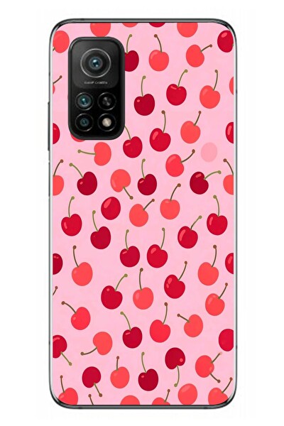 Le Balvo Xiaomi Mi 10 T Uyumlu Pembe Kirazlar Baskılı Silikon Kılıf