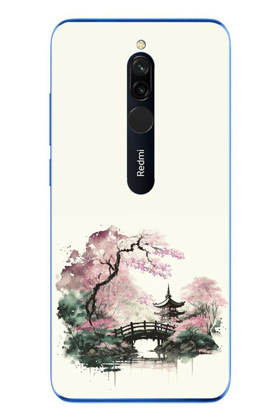 Le Balvo Redmi 8 Uyumlu Japon Bahçesi Baskılı Silikon Kılıf