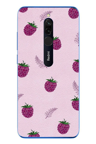 Le Balvo Redmi 8 Uyumlu Çilekler Pembesi Baskılı Silikon Kılıf