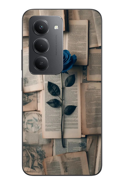 Le Balvo Redmi 15 Uyumlu Mor Gül Baskılı Silikon Kılıf