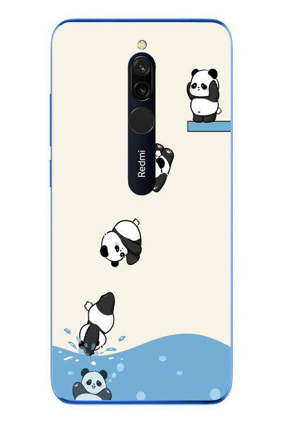 Le Balvo Redmi 8 Uyumlu Yüzen Pandalar Baskılı Silikon Kılıf