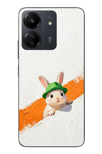 Le Balvo Redmi 13C Uyumlu Yeşil Şapkalı Tavşan Baskılı Silikon Kılıf