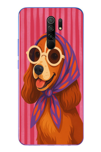 Le Balvo Redmi 9 Uyumlu Gözlüklü Köpek Baskılı Silikon Kılıf
