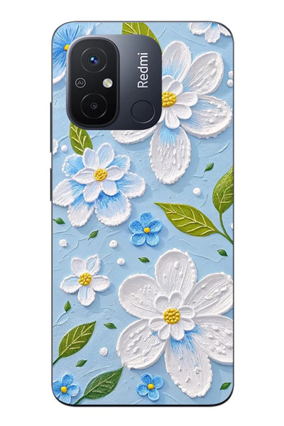 Le Balvo Redmi 12C Uyumlu Mavi Papatyalar Baskılı Silikon Kılıf