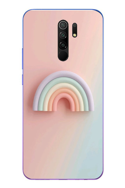 Le Balvo Redmi 9 Uyumlu Gökkuşağı Pastel Baskılı Silikon Kılıf