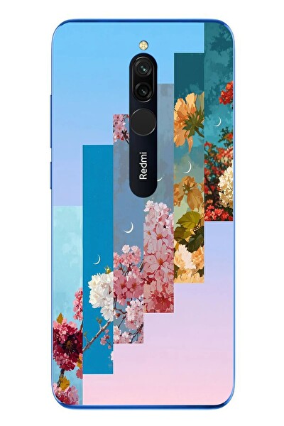 Le Balvo Redmi 8 Uyumlu Dik Çiçek Tabloları Baskılı Silikon Kılıf