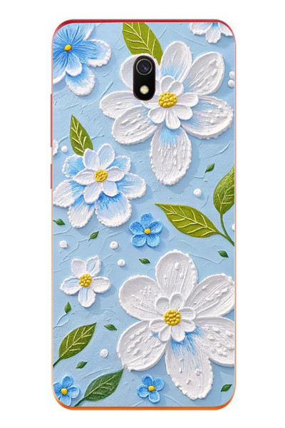 Le Balvo Redmi 8A Uyumlu Mavi Papatyalar Baskılı Silikon Kılıf