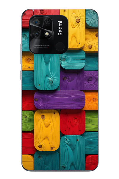 Le Balvo Redmi 10C Uyumlu Renkli Tahtalar Baskılı Silikon Kılıf