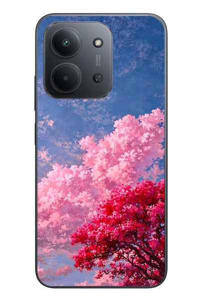 Le Balvo Redmi 15C Uyumlu Kırmızı Pembe Ağaçlar Baskılı Silikon Kılıf