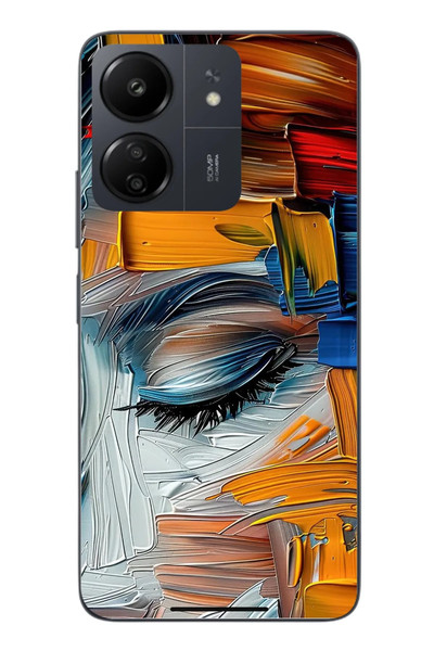Le Balvo Redmi 13C Uyumlu Göz Boyama Fırçaları Baskılı Silikon Kılıf