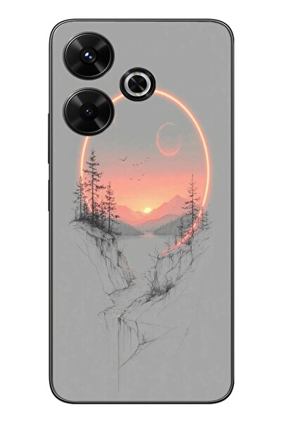 Le Balvo Redmi 13 Uyumlu Günbatımı Mermer Desenli Baskılı Silikon Kılıf