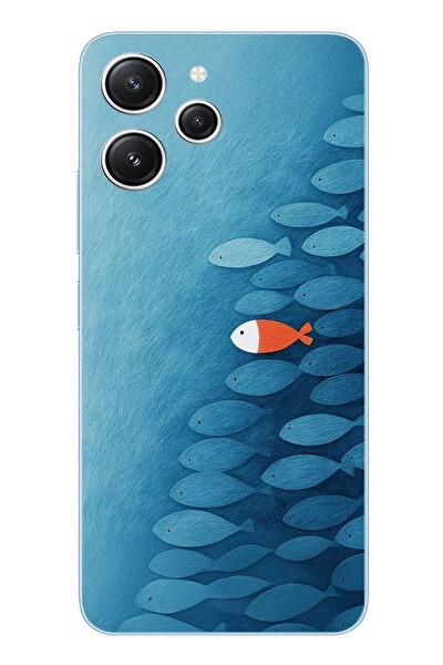 Le Balvo Redmi 12 Uyumlu Balıklar Yüzüyor Baskılı Silikon Kılıf