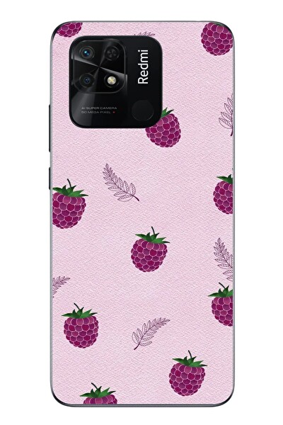 Le Balvo Redmi 10C Uyumlu Çilekler Pembesi Baskılı Silikon Kılıf