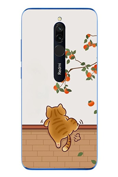 Le Balvo Redmi 8 Uyumlu Kedi Tırmanıyor Baskılı Silikon Kılıf