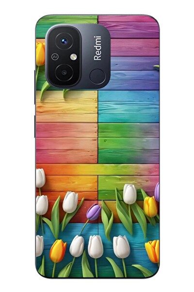 Le Balvo Redmi 12C Uyumlu Renkli Laleler Baskılı Silikon Kılıf