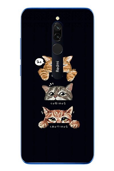 Le Balvo Redmi 8 Uyumlu Kedi Halleri Baskılı Silikon Kılıf