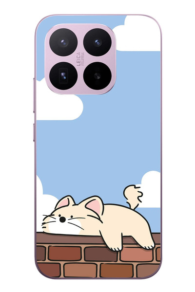 Le Balvo Xiaomi 17T Uyumlu Duvar Üstünde Kedi Baskılı Silikon Kılıf