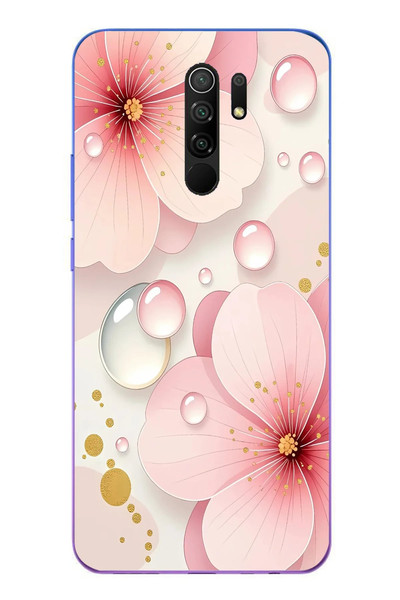 Le Balvo Redmi 9 Uyumlu Damlalı Çiçekler Baskılı Silikon Kılıf