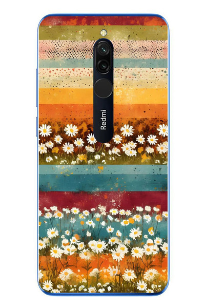 Le Balvo Redmi 8 Uyumlu Çiçek Katmanları Baskılı Silikon Kılıf