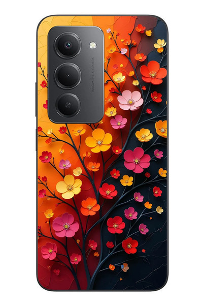 Le Balvo Redmi 15 Uyumlu Sonbahar Çiçekleri Baskılı Silikon Kılıf