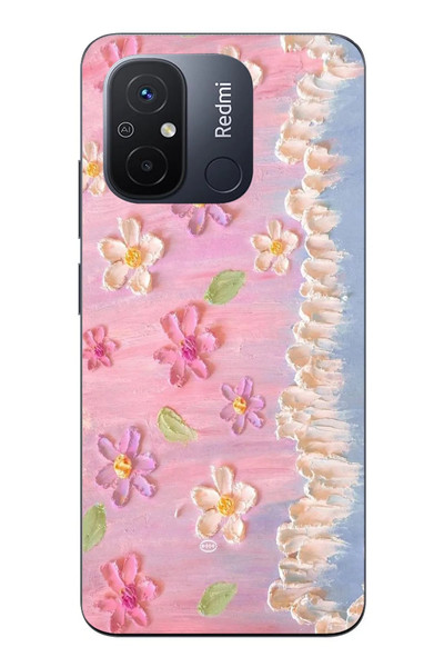 Le Balvo Redmi 12C Uyumlu Çiçek Dalgaları Baskılı Silikon Kılıf