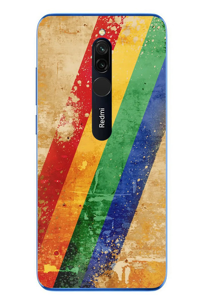 Le Balvo Redmi 8 Uyumlu Yan Gökkuşağı Baskılı Silikon Kılıf