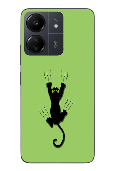 Le Balvo Redmi 13C Uyumlu Tutunan Kedi Baskılı Silikon Kılıf